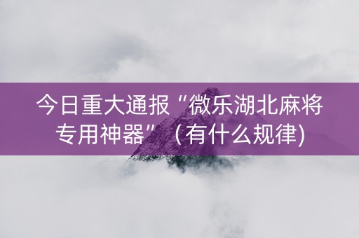 今日重大通报“微乐湖北麻将专用神器”（有什么规律)