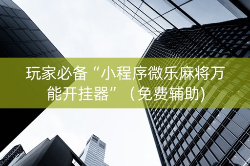 玩家必备“小程序微乐麻将万能开挂器”（免费辅助)