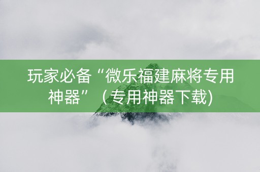 玩家必备“微乐福建麻将专用神器”（专用神器下载)