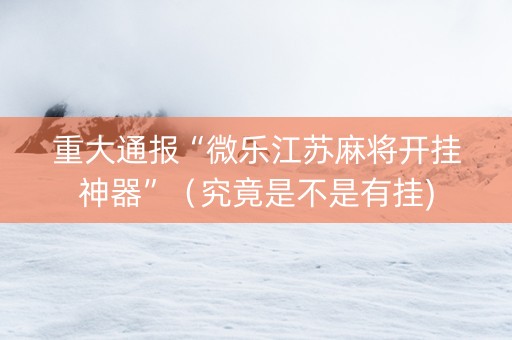 重大通报“微乐江苏麻将开挂神器”（究竟是不是有挂)