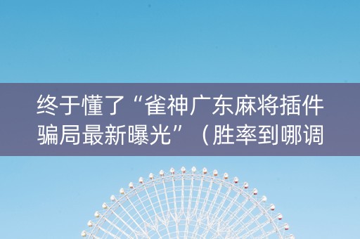 终于懂了“雀神广东麻将插件骗局最新曝光”（胜率到哪调)
