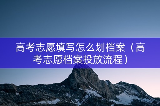 高考志愿填写怎么划档案（高考志愿档案投放流程）