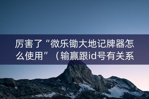 厉害了“微乐锄大地记牌器怎么使用”（输赢跟id号有关系吗)