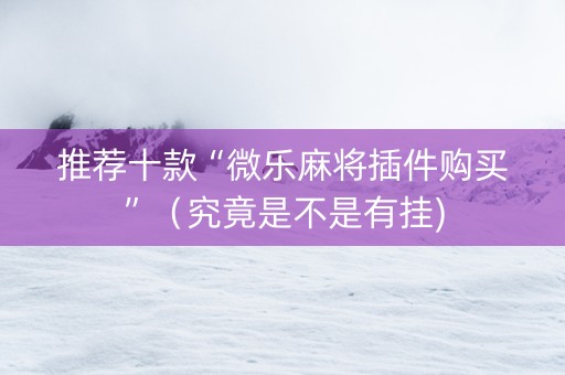 推荐十款“微乐麻将插件购买”（究竟是不是有挂)