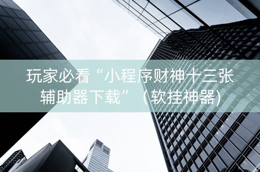 玩家必看“小程序财神十三张辅助器下载”（软挂神器)
