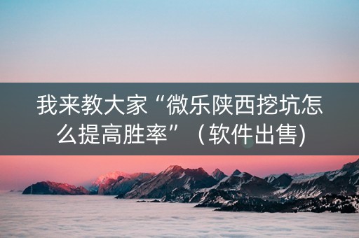 我来教大家“微乐陕西挖坑怎么提高胜率”（软件出售)
