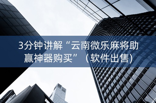 3分钟讲解“云南微乐麻将助赢神器购买”（软件出售)