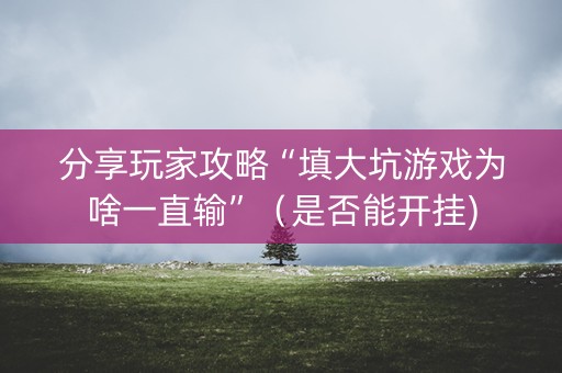 分享玩家攻略“填大坑游戏为啥一直输”（是否能开挂)