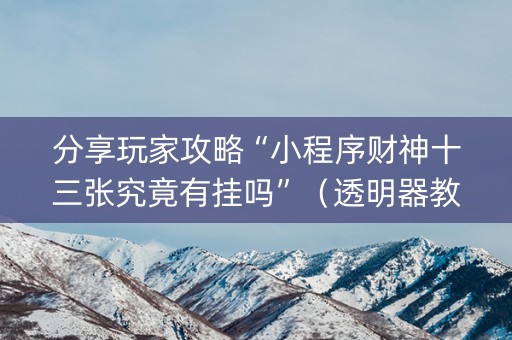 分享玩家攻略“小程序财神十三张究竟有挂吗”（透明器教程)