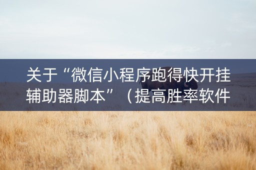 关于“微信小程序跑得快开挂辅助器脚本”（提高胜率软件)