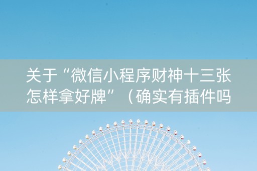 关于“微信小程序财神十三张怎样拿好牌”（确实有插件吗)