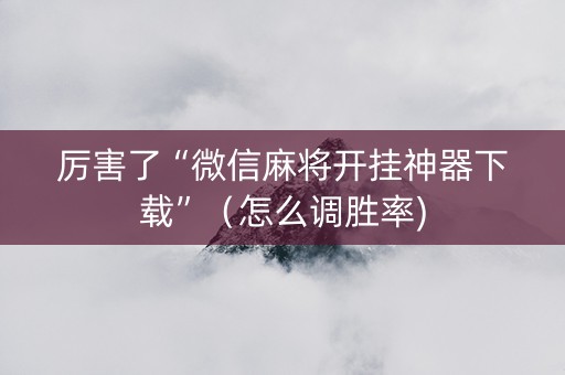 厉害了“微信麻将开挂神器下载”（怎么调胜率)