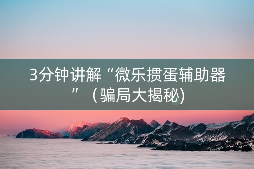 3分钟讲解“微乐掼蛋辅助器”（骗局大揭秘)