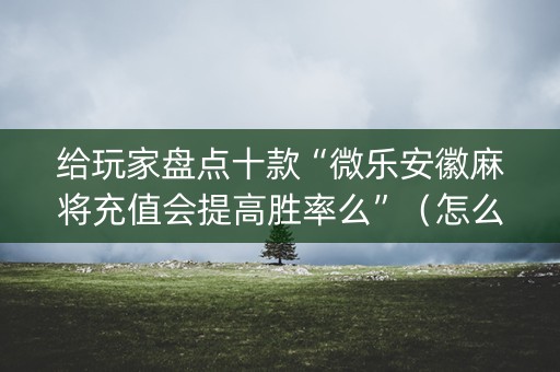 给玩家盘点十款“微乐安徽麻将充值会提高胜率么”（怎么设置才能赢)