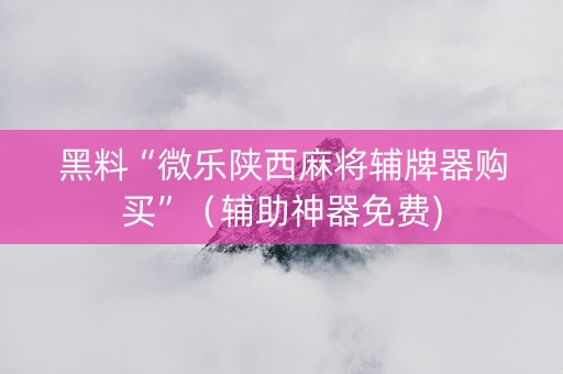 黑料“微乐陕西麻将辅牌器购买”（辅助神器免费)