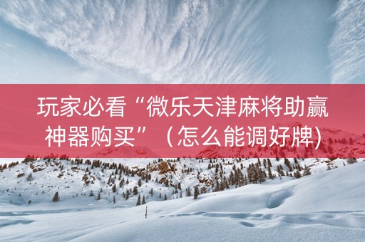 玩家必看“微乐天津麻将助赢神器购买”（怎么能调好牌)