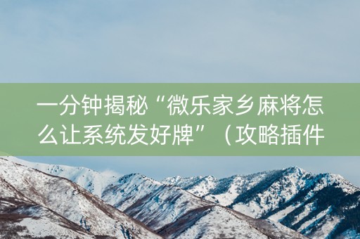 一分钟揭秘“微乐家乡麻将怎么让系统发好牌”（攻略插件)