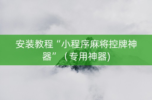 安装教程“小程序麻将控牌神器”（专用神器)
