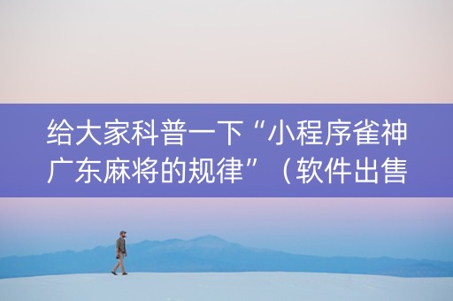 给大家科普一下“小程序雀神广东麻将的规律”（软件出售)