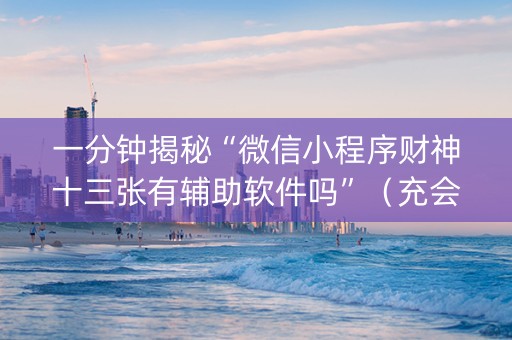 一分钟揭秘“微信小程序财神十三张有辅助软件吗”（充会员胜率高)