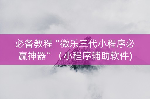 必备教程“微乐三代小程序必赢神器”（小程序辅助软件)