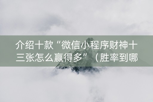 介绍十款“微信小程序财神十三张怎么赢得多”（胜率到哪调)