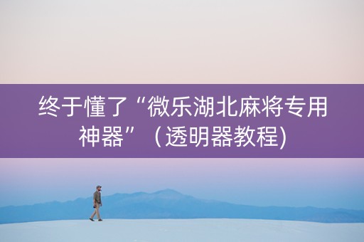终于懂了“微乐湖北麻将专用神器”（透明器教程)