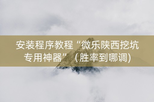 安装程序教程“微乐陕西挖坑专用神器”（胜率到哪调)