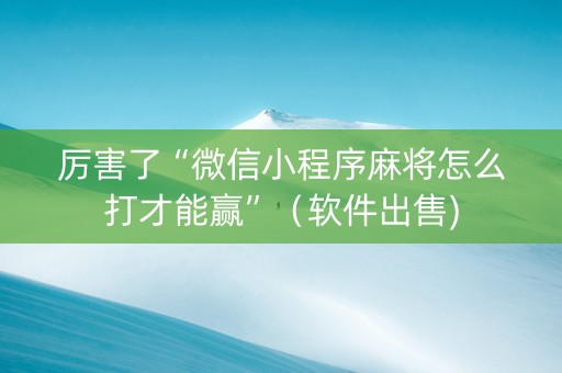 厉害了“微信小程序麻将怎么打才能赢”（软件出售)