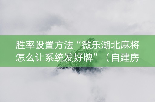 胜率设置方法“微乐湖北麻将怎么让系统发好牌”（自建房怎么赢)