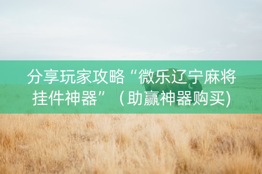分享玩家攻略“微乐辽宁麻将挂件神器”（助赢神器购买)