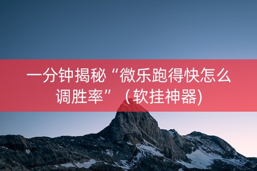 一分钟揭秘“微乐跑得快怎么调胜率”（软挂神器)