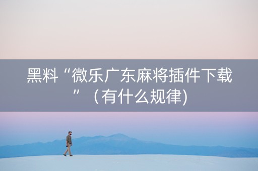 黑料“微乐广东麻将插件下载”（有什么规律)