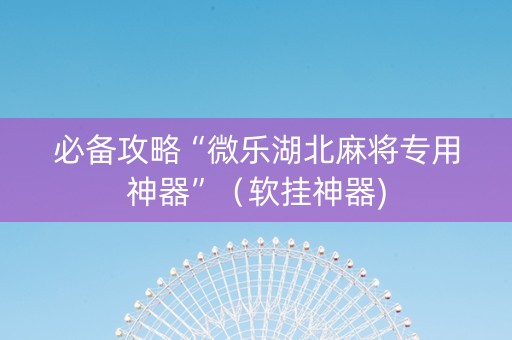 必备攻略“微乐湖北麻将专用神器”（软挂神器)