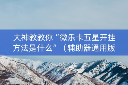 大神教教你“微乐卡五星开挂方法是什么”（辅助器通用版)