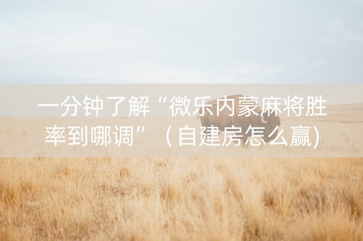 一分钟了解“微乐内蒙麻将胜率到哪调”（自建房怎么赢)