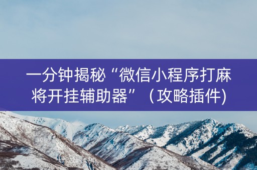 一分钟揭秘“微信小程序打麻将开挂辅助器”（攻略插件)