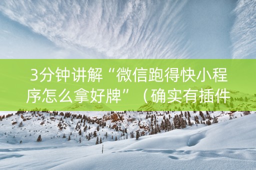 3分钟讲解“微信跑得快小程序怎么拿好牌”（确实有插件吗)