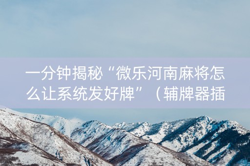 一分钟揭秘“微乐河南麻将怎么让系统发好牌”（辅牌器插件购买)