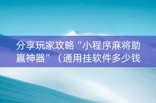 分享玩家攻略“小程序麻将助赢神器”（通用挂软件多少钱)