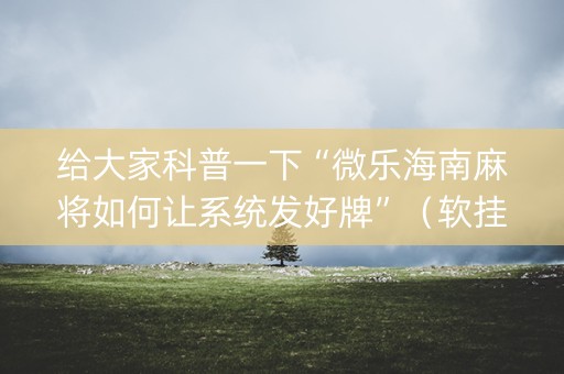 给大家科普一下“微乐海南麻将如何让系统发好牌”（软挂神器)