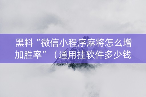 黑料“微信小程序麻将怎么增加胜率”（通用挂软件多少钱)