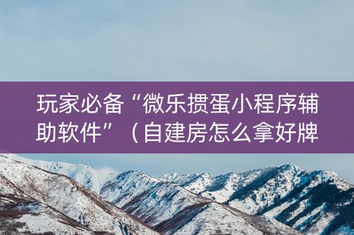 玩家必备“微乐掼蛋小程序辅助软件”（自建房怎么拿好牌)