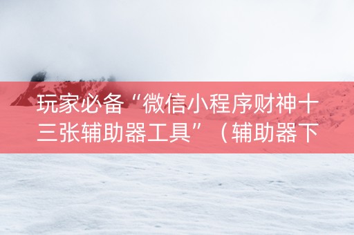 玩家必备“微信小程序财神十三张辅助器工具”（辅助器下载)