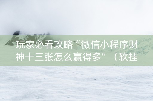玩家必看攻略“微信小程序财神十三张怎么赢得多”（软挂神器)