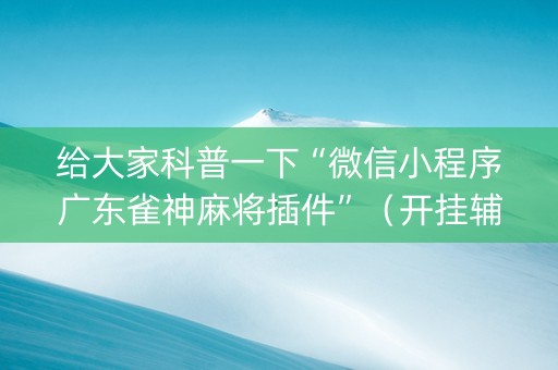 给大家科普一下“微信小程序广东雀神麻将插件”（开挂辅助脚本)