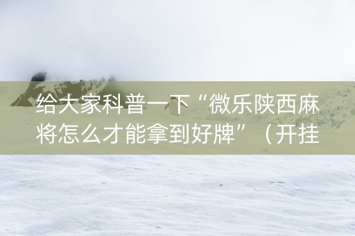 给大家科普一下“微乐陕西麻将怎么才能拿到好牌”（开挂辅助器脚本)