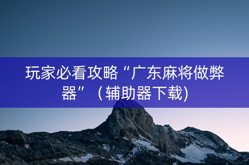 玩家必看攻略“广东麻将做弊器”（辅助器下载)