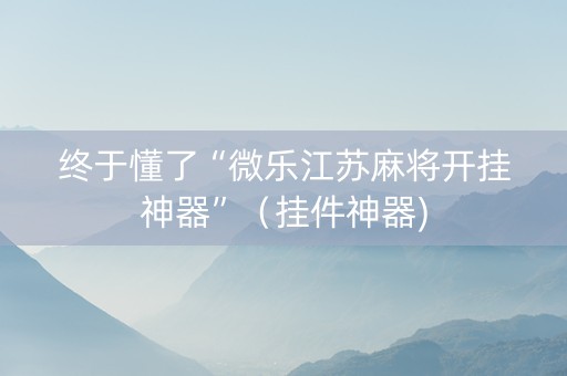 终于懂了“微乐江苏麻将开挂神器”（挂件神器)