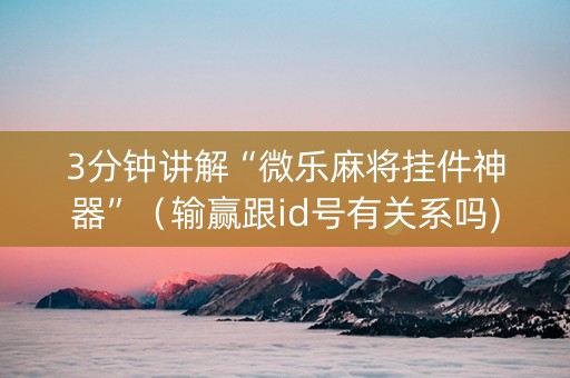 3分钟讲解“微乐麻将挂件神器”（输赢跟id号有关系吗)